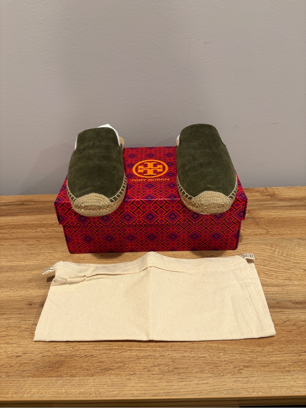 Tory Burch Olive Green Suede Espadrilles